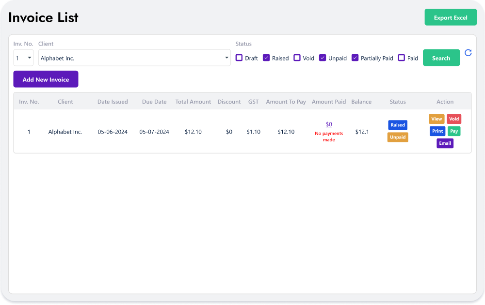 Home Quotation Invoice Generation tab